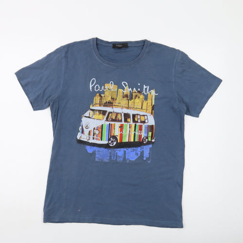 Paul Smith Mens Blue Cotton T-Shirt Size M Crew Neck