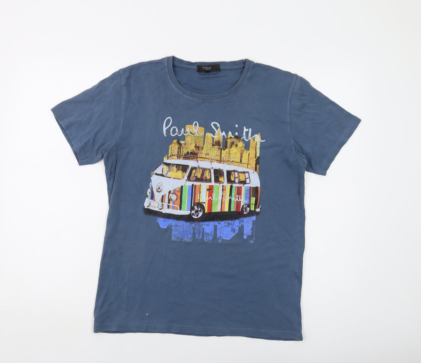 Paul Smith Mens Blue Cotton T-Shirt Size M Crew Neck