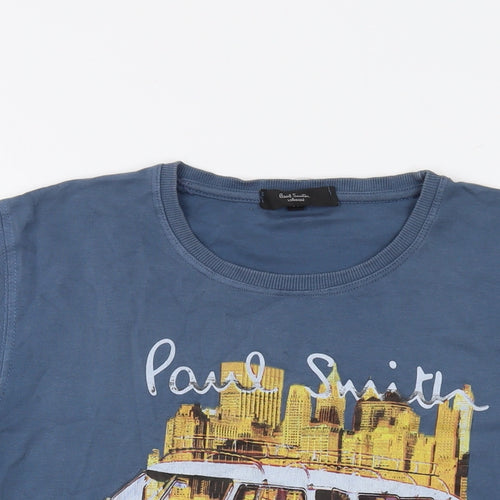 Paul Smith Mens Blue Cotton T-Shirt Size M Crew Neck