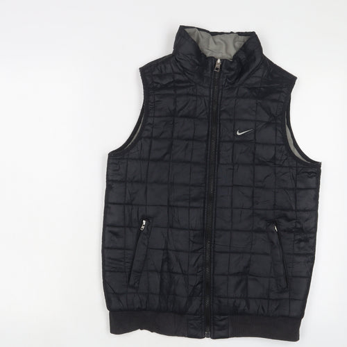 Nike Boys Black Gilet Jacket Size 12-13 Years Zip - Logo, Embroidered