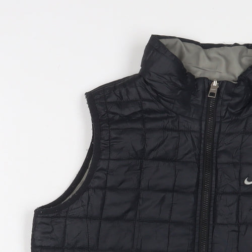 Nike Boys Black Gilet Jacket Size 12-13 Years Zip - Logo, Embroidered