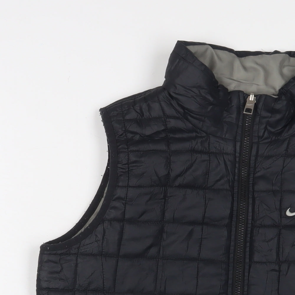 Nike Boys Black Gilet Jacket Size 12-13 Years Zip - Logo, Embroidered