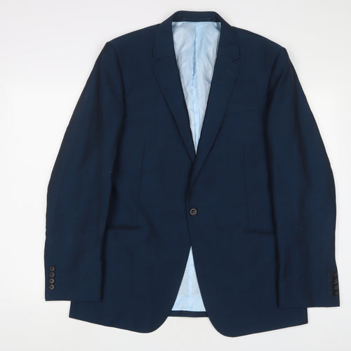 Marks and Spencer Mens Blue Linen Jacket Suit Jacket Size 44 Regular