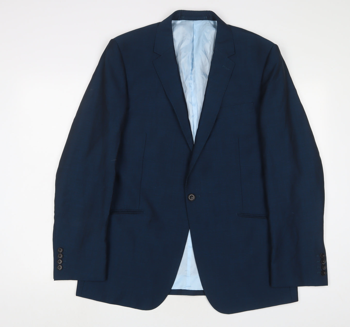 Marks and Spencer Mens Blue Linen Jacket Suit Jacket Size 44 Regular