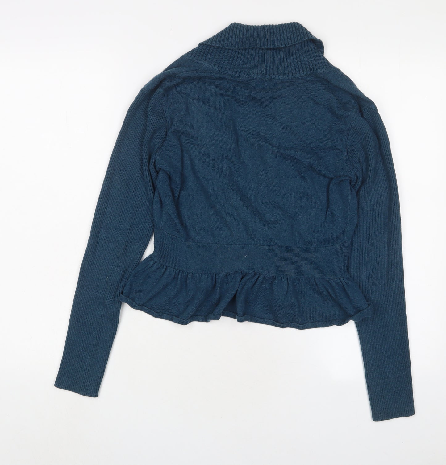 H&M Womens Blue V-Neck Cotton Cardigan Jumper Size M