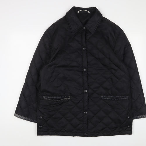 Marks and Spencer Womens Black Quilted Jacket Size 14 Snap