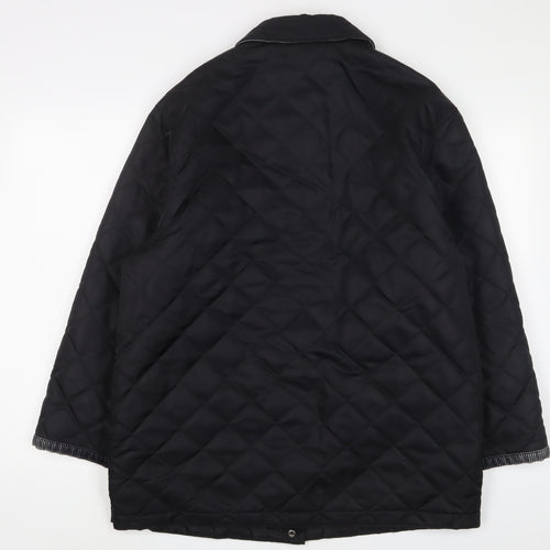 Marks and Spencer Womens Black Quilted Jacket Size 14 Snap