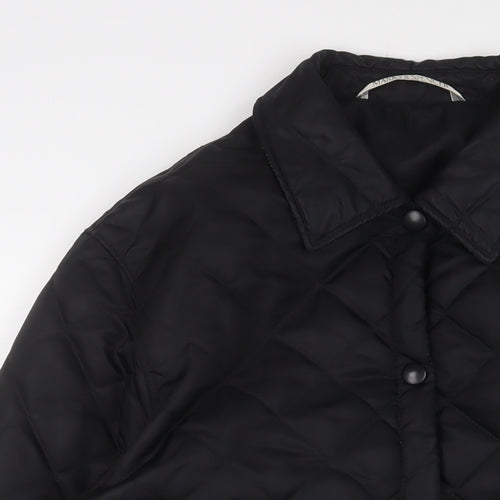 Marks and Spencer Womens Black Quilted Jacket Size 14 Snap