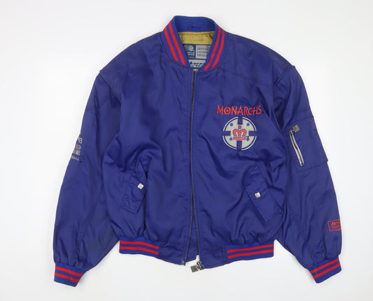 World League of American football Mens Blue Varsity Jacket Jacket Size 2XL Zip - London Manarchs. Vintage. 2XL Estimated