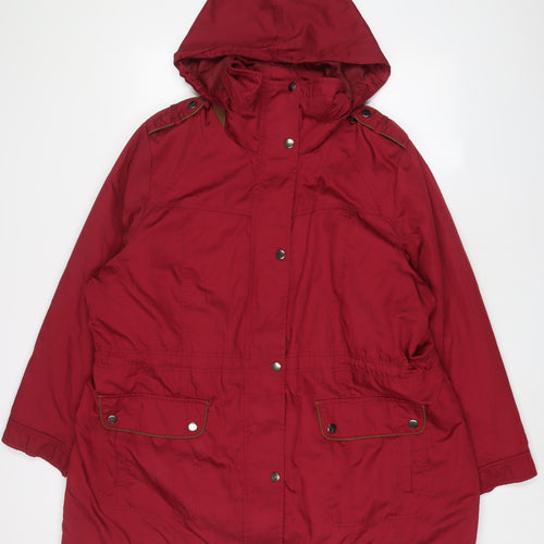 Classic Womens Red Quilted Coat Size 24 Zip