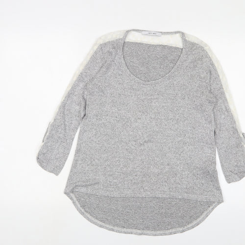 COIN 1804 Womens Grey Polyester Basic T-Shirt Size L Boat Neck