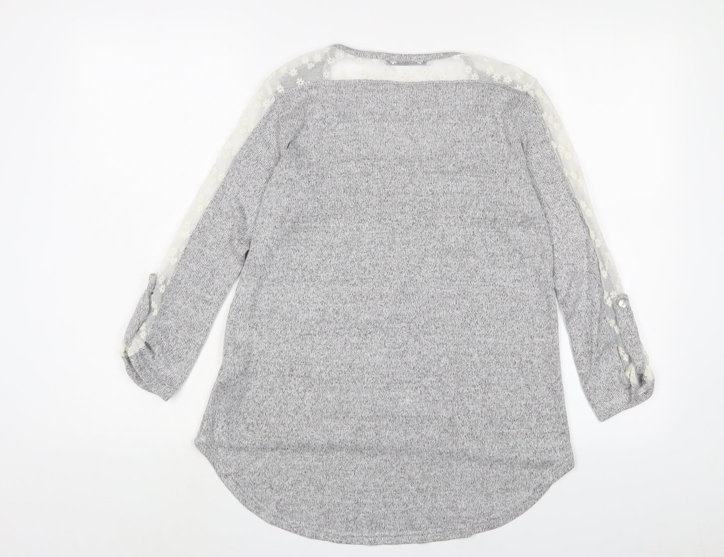 COIN 1804 Womens Grey Polyester Basic T-Shirt Size L Boat Neck