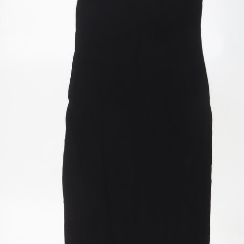 H&M Womens Black Cotton Bodycon Size S Scoop Neck Pullover