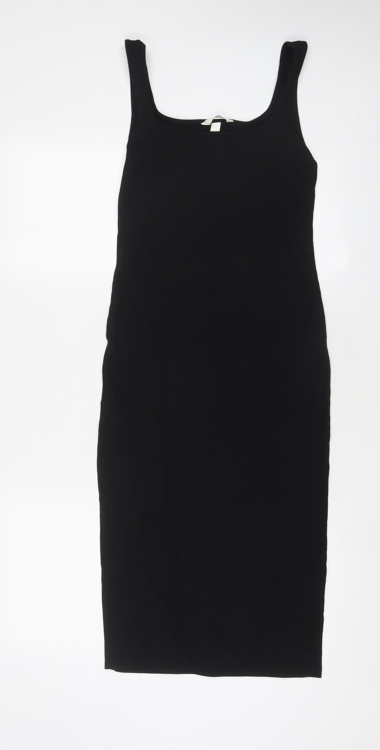 H&M Womens Black Cotton Bodycon Size S Scoop Neck Pullover