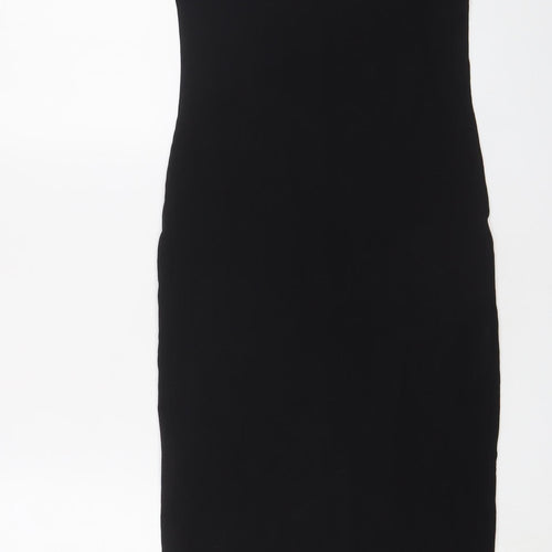 H&M Womens Black Cotton Bodycon Size S Scoop Neck Pullover