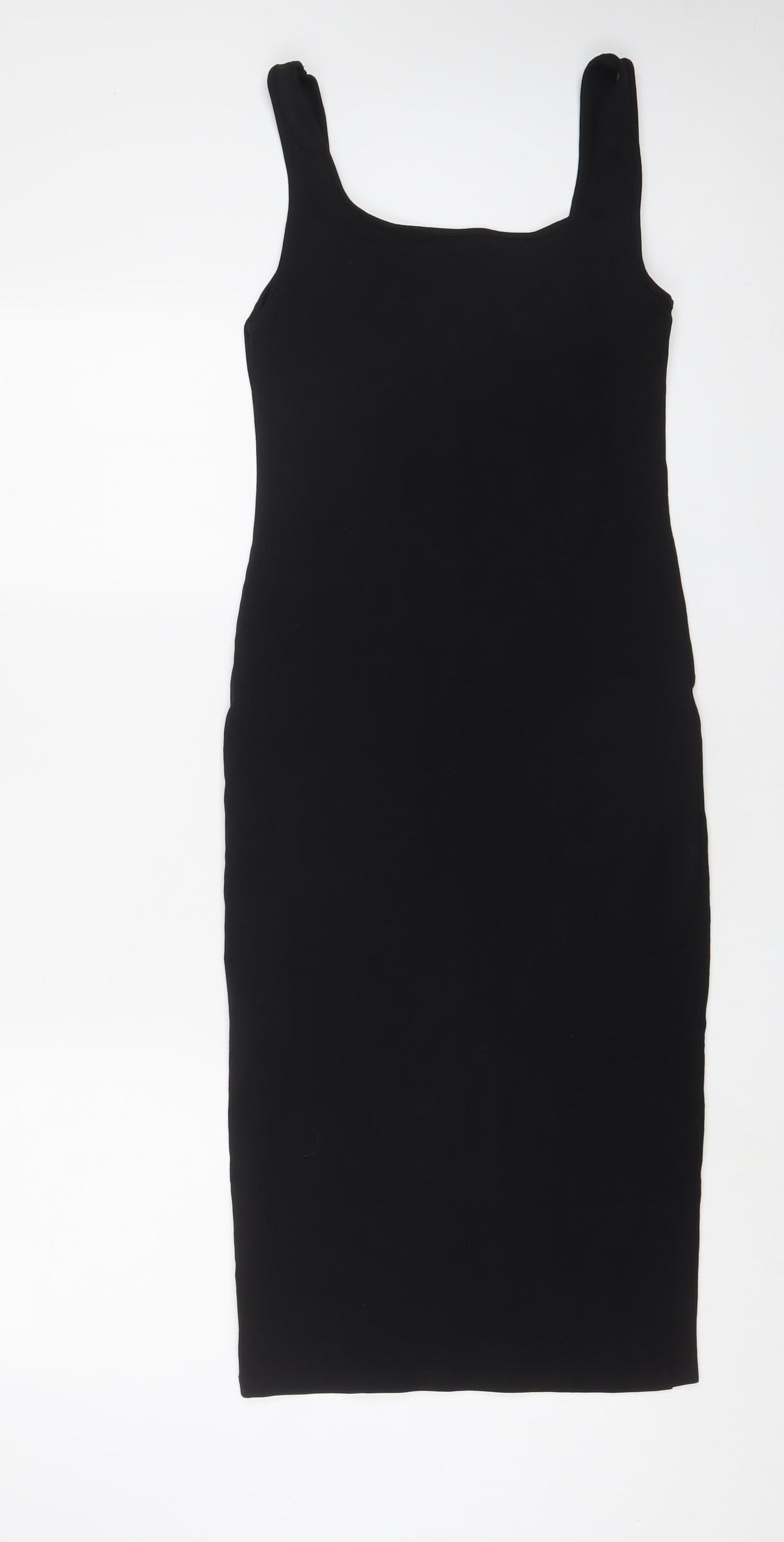 H&M Womens Black Cotton Bodycon Size S Scoop Neck Pullover
