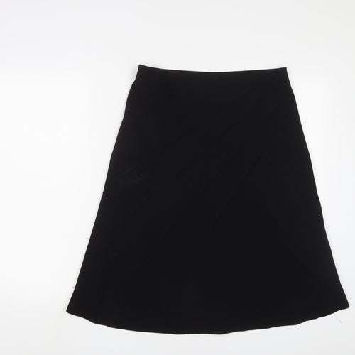 Marks and Spencer Womens Black Polyester A-Line Skirt Size 10 - Embroidered