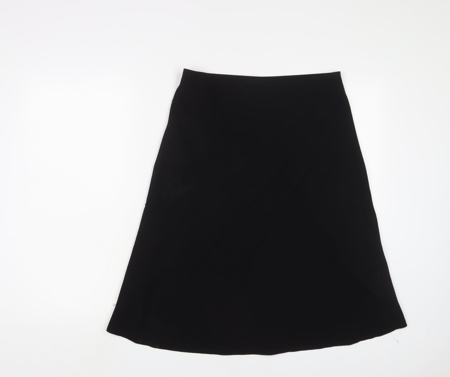 Marks and Spencer Womens Black Polyester A-Line Skirt Size 10 - Embroidered