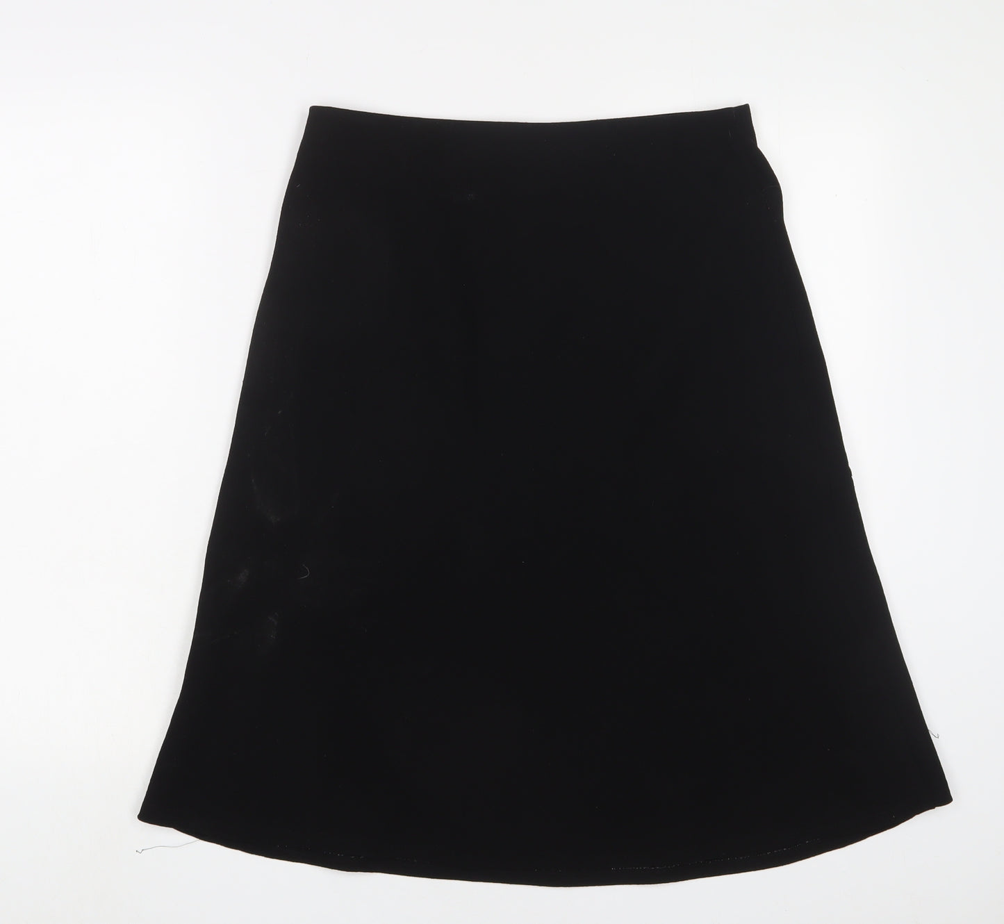 Marks and Spencer Womens Black Polyester A-Line Skirt Size 10 - Embroidered