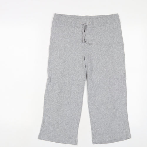 Marks and Spencer Womens Grey Cotton Sweatpants Trousers Size 10 L20 in Regular Drawstring