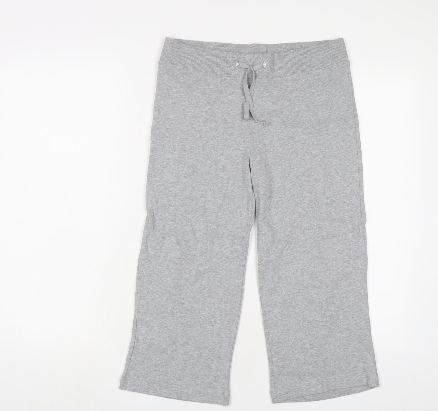 Marks and Spencer Womens Grey Cotton Sweatpants Trousers Size 10 L20 in Regular Drawstring