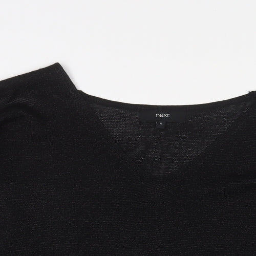 NEXT Womens Black V-Neck Viscose Pullover Jumper Size 12 - Cold Shoulder