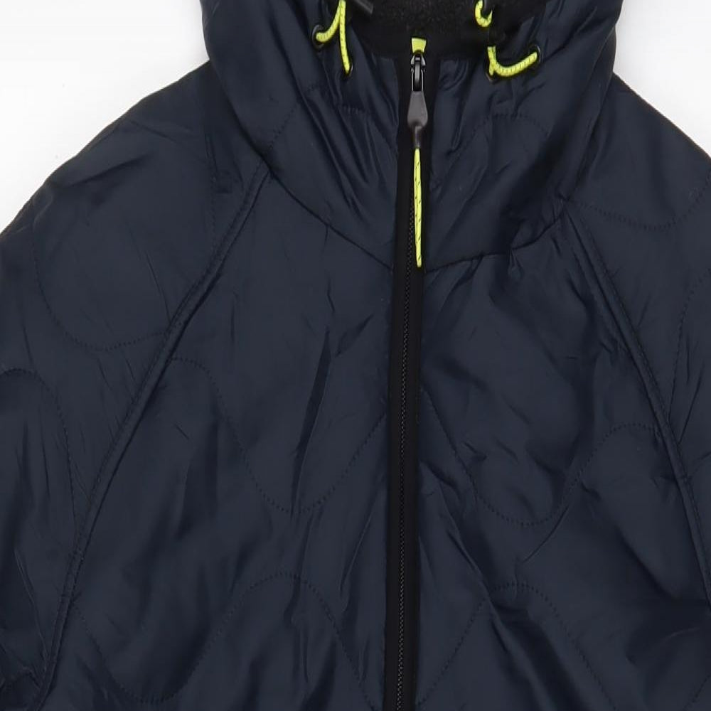 GOODMOVE Womens Blue Quilted Jacket Size 12 Zip