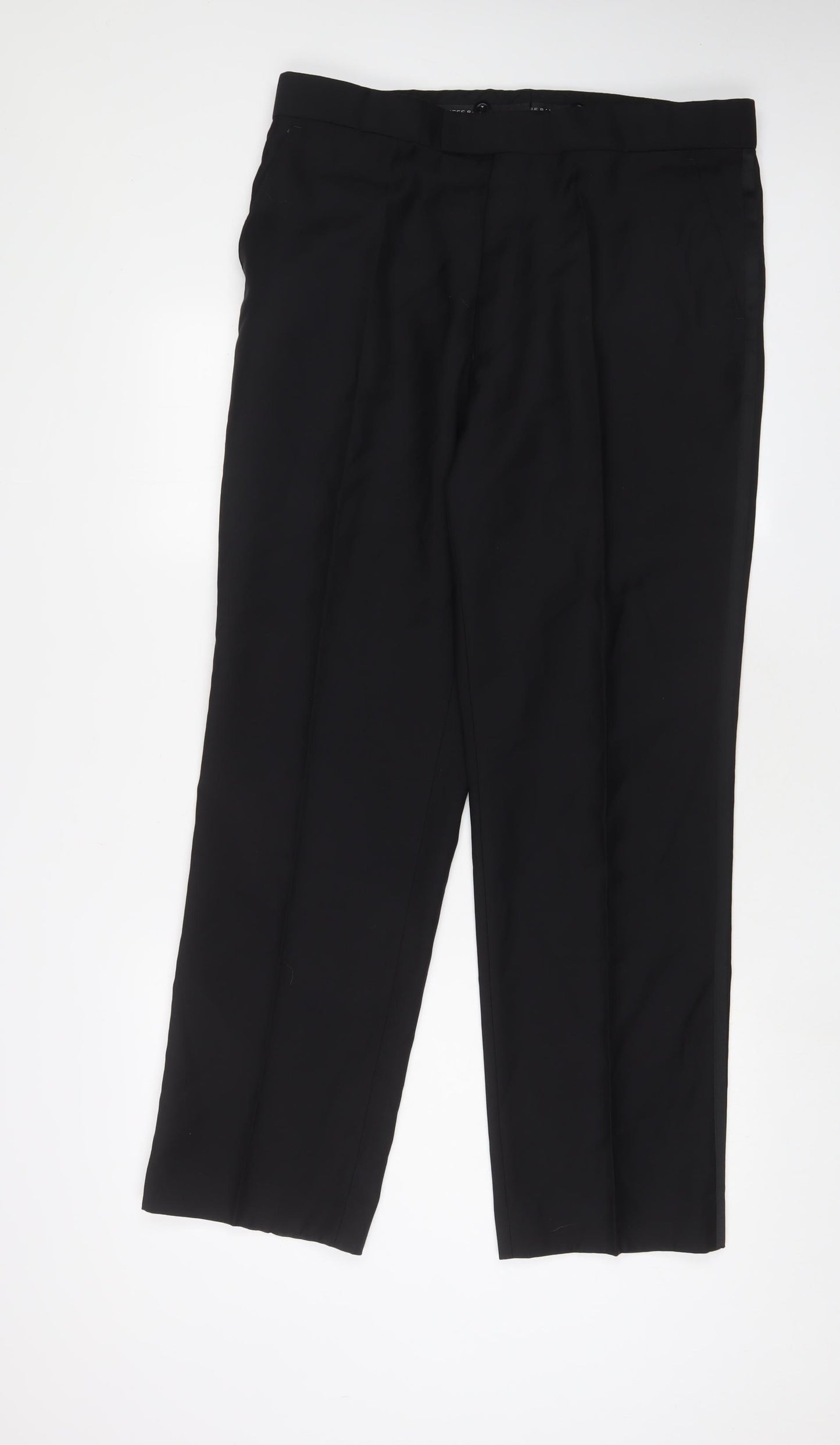 Jeff Banks Mens Black Wool Trousers Size 36 in L31 in Regular Hook & Eye