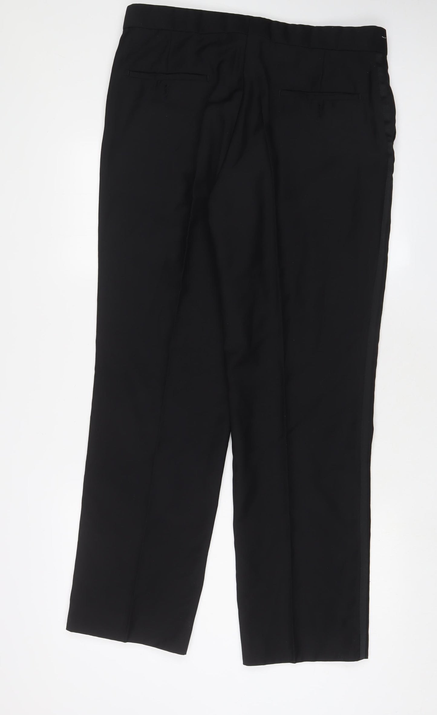 Jeff Banks Mens Black Wool Trousers Size 36 in L31 in Regular Hook & Eye