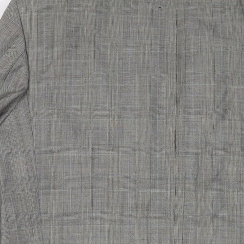 Marks and Spencer Mens Grey Plaid Wool Jacket Suit Jacket Size 42 Regular