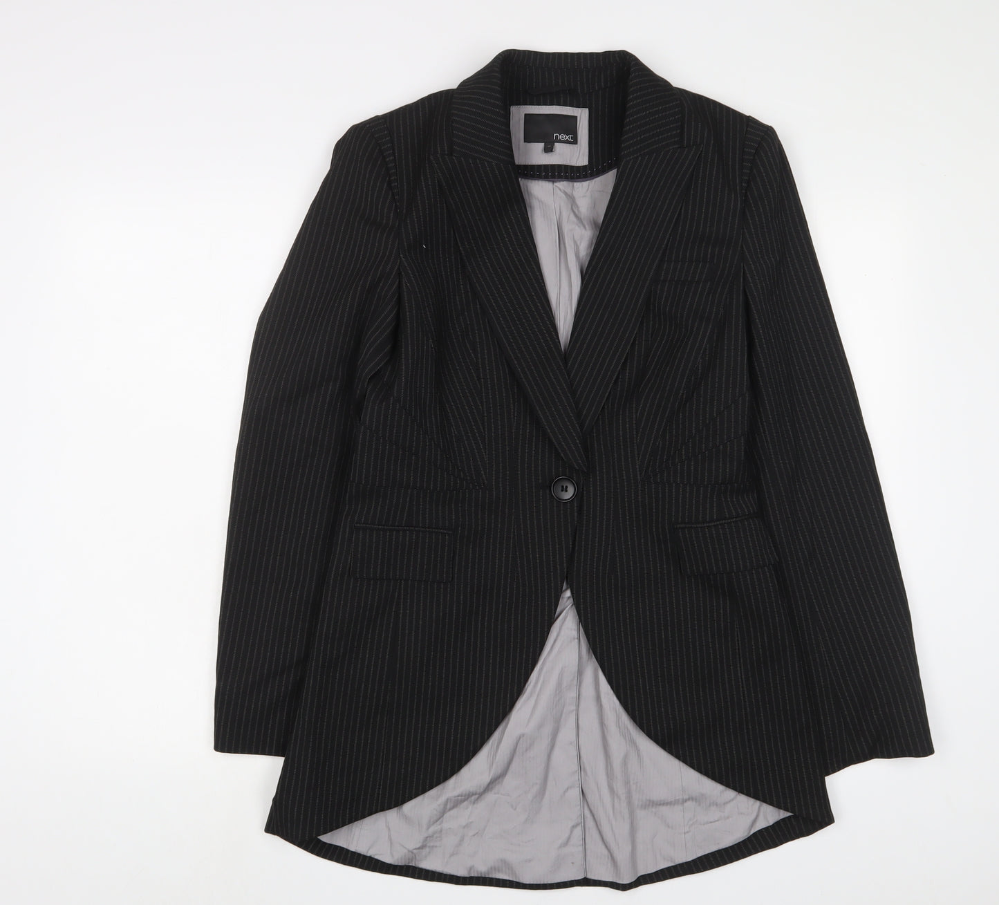 NEXT Womens Black Striped Jacket Blazer Size 12 Button