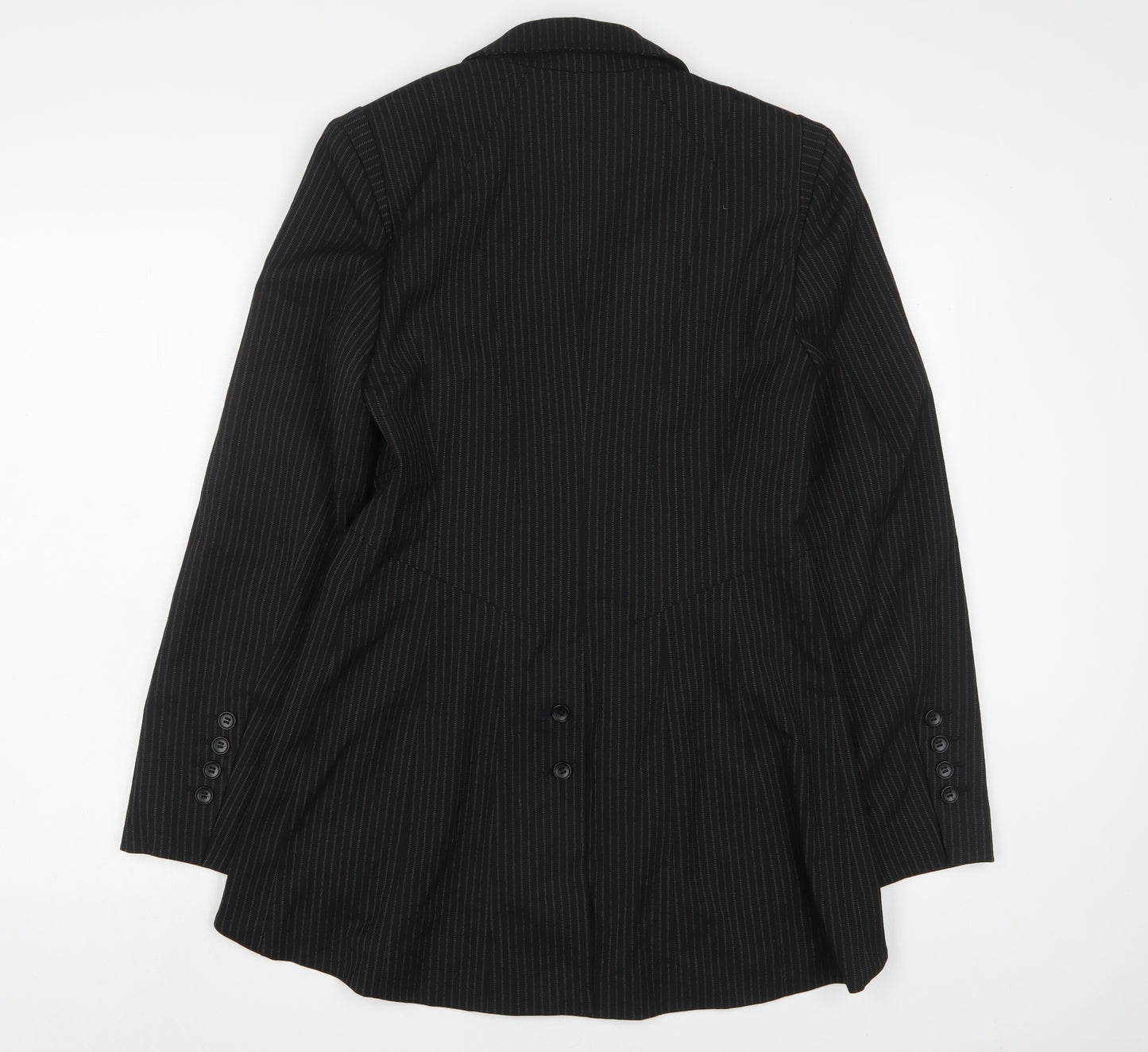 NEXT Womens Black Striped Jacket Blazer Size 12 Button