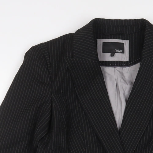 NEXT Womens Black Striped Jacket Blazer Size 12 Button