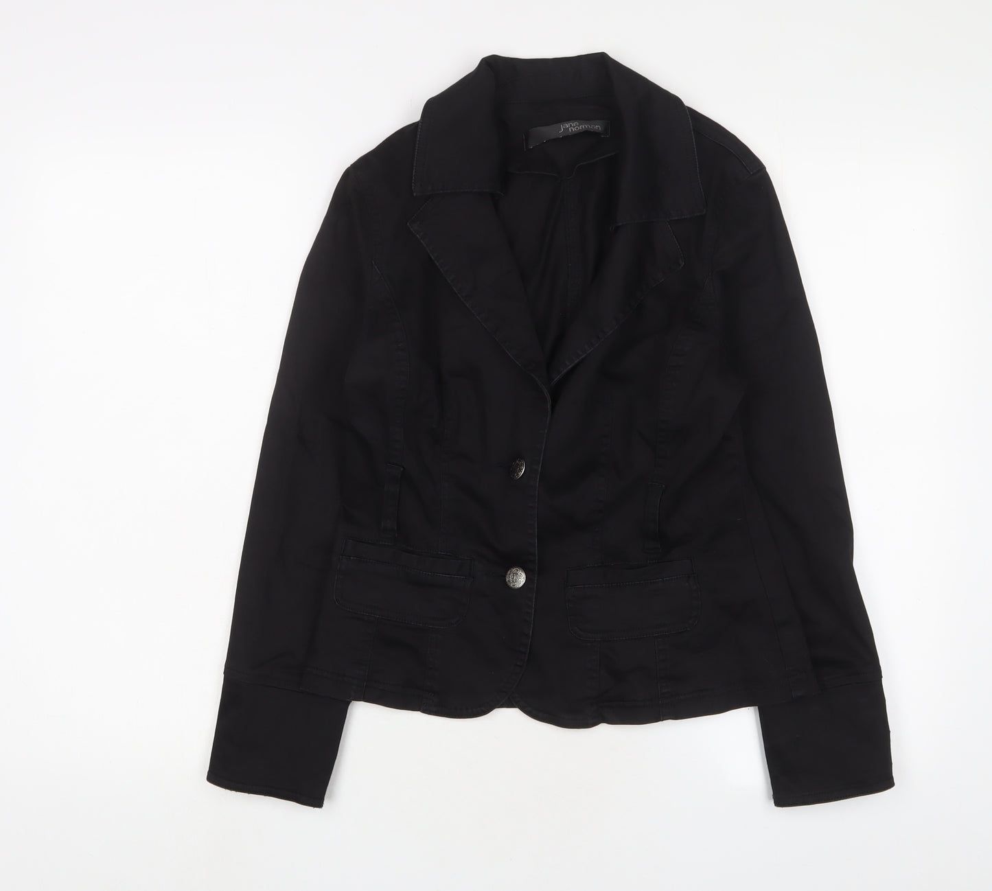 Jane Norman Womens Black Jacket Blazer Size 10 Button