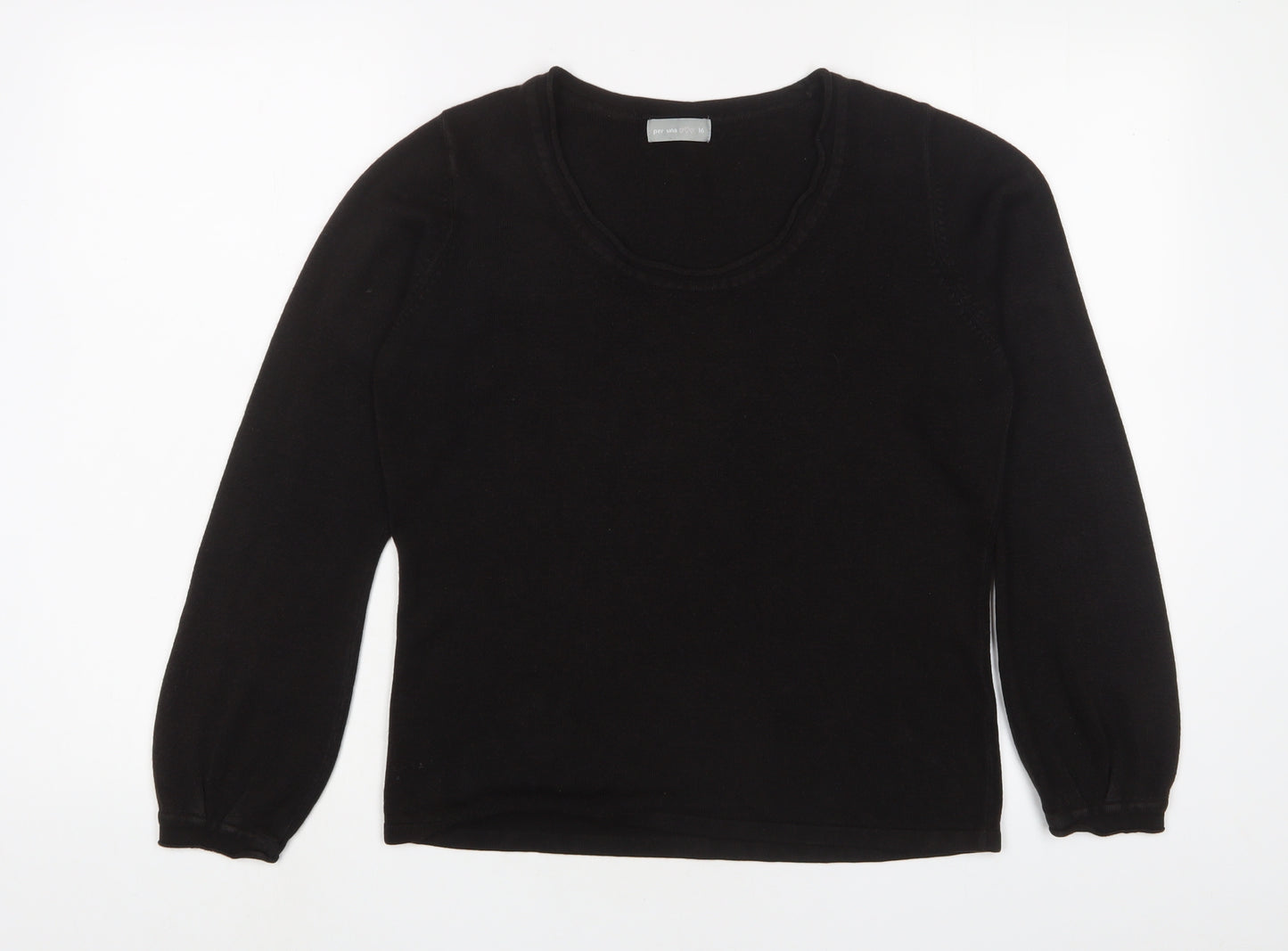 Per Una Womens Black Scoop Neck Acrylic Pullover Jumper Size 16