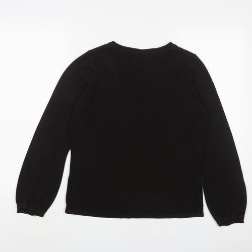 Per Una Womens Black Scoop Neck Acrylic Pullover Jumper Size 16