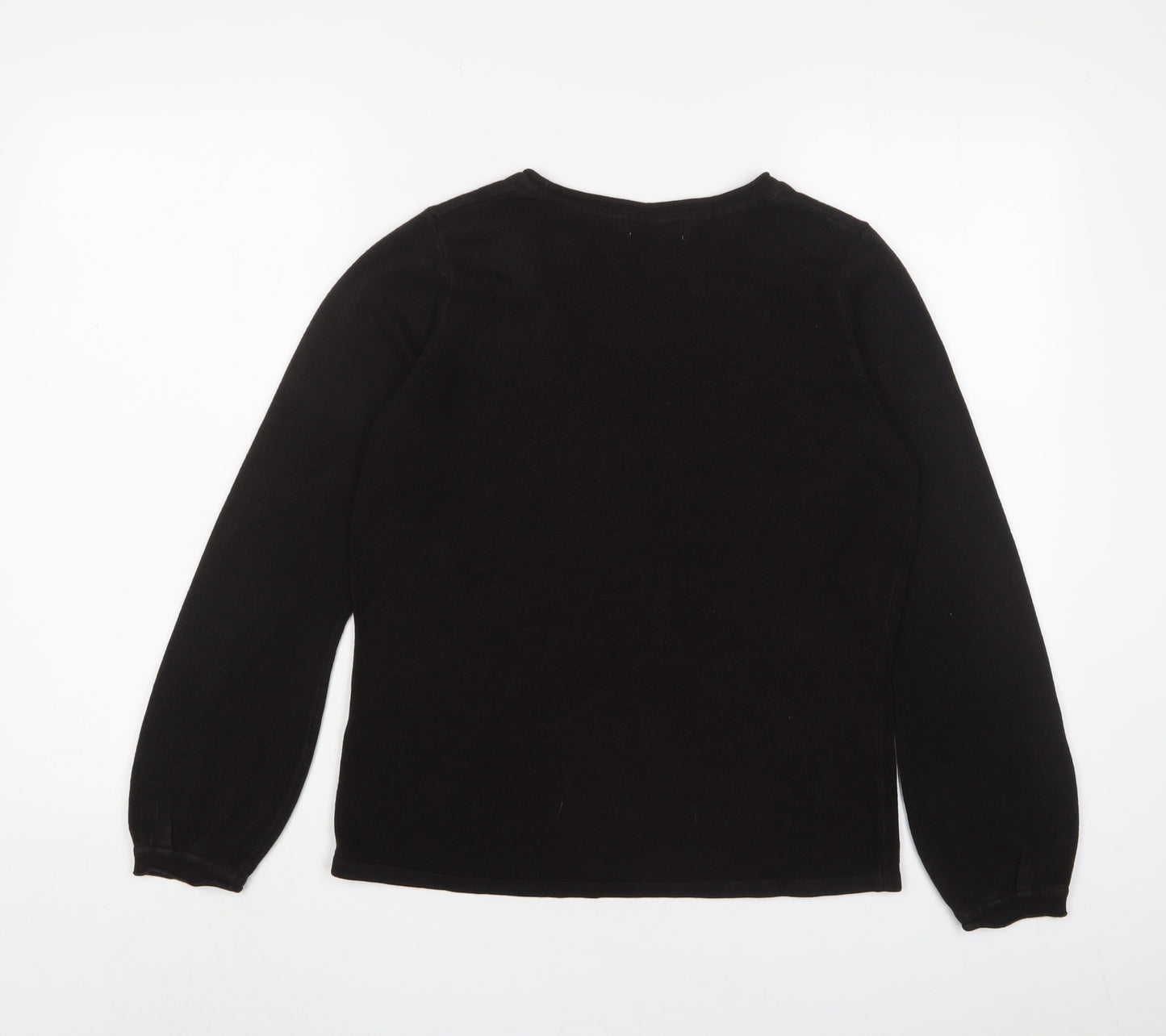 Per Una Womens Black Scoop Neck Acrylic Pullover Jumper Size 16