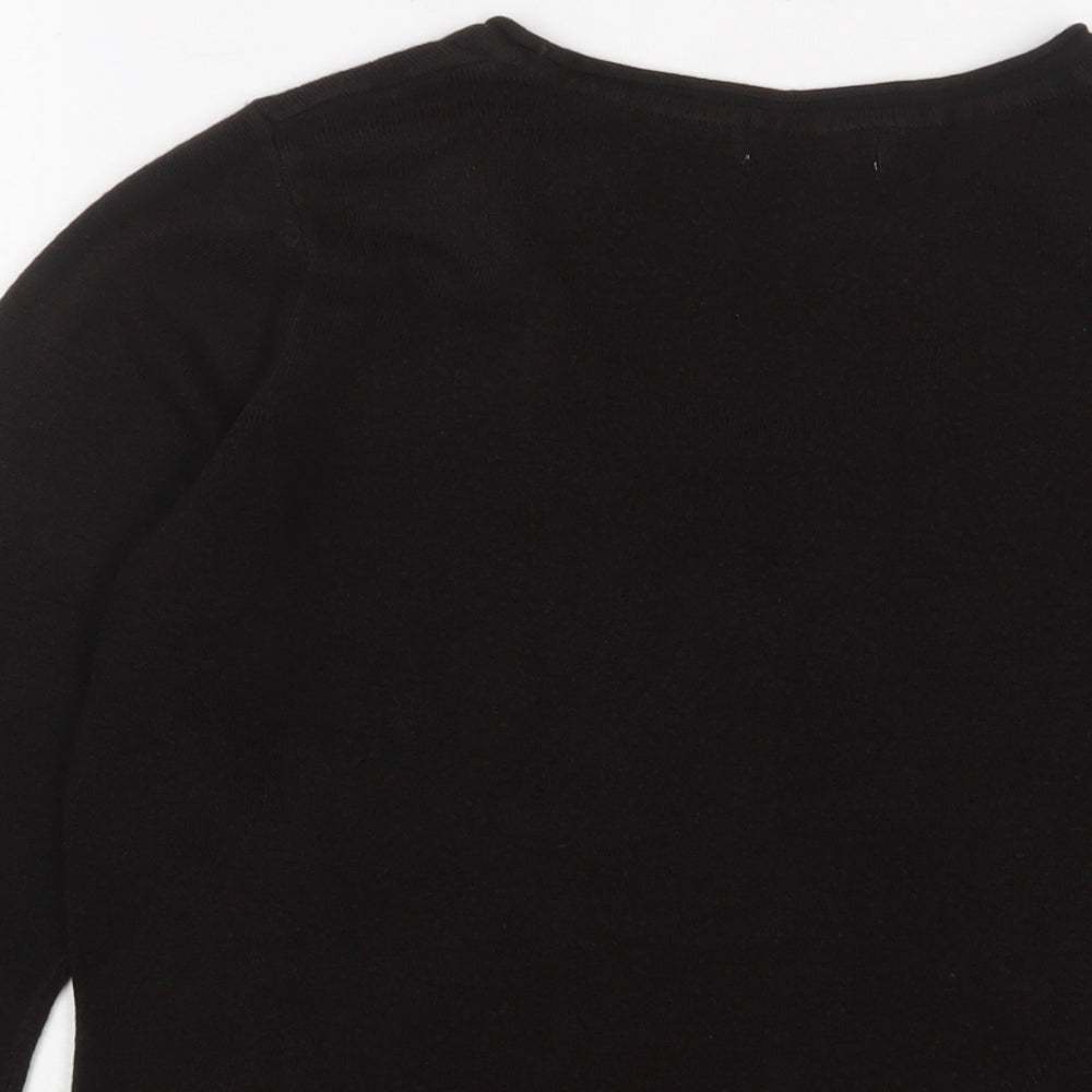 Per Una Womens Black Scoop Neck Acrylic Pullover Jumper Size 16