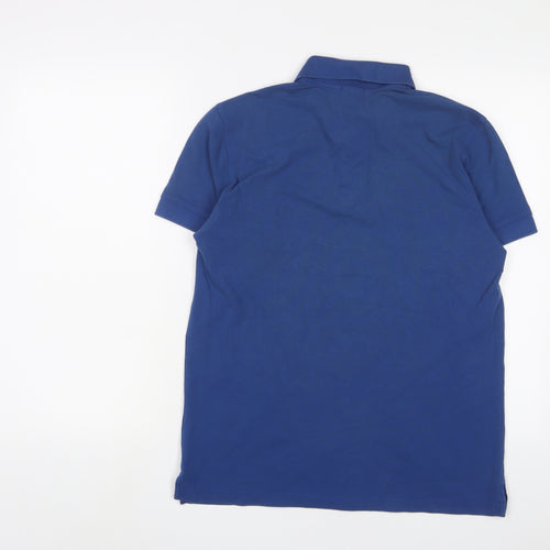 HUGO BOSS Mens Blue Cotton Polo Size M Collared Button