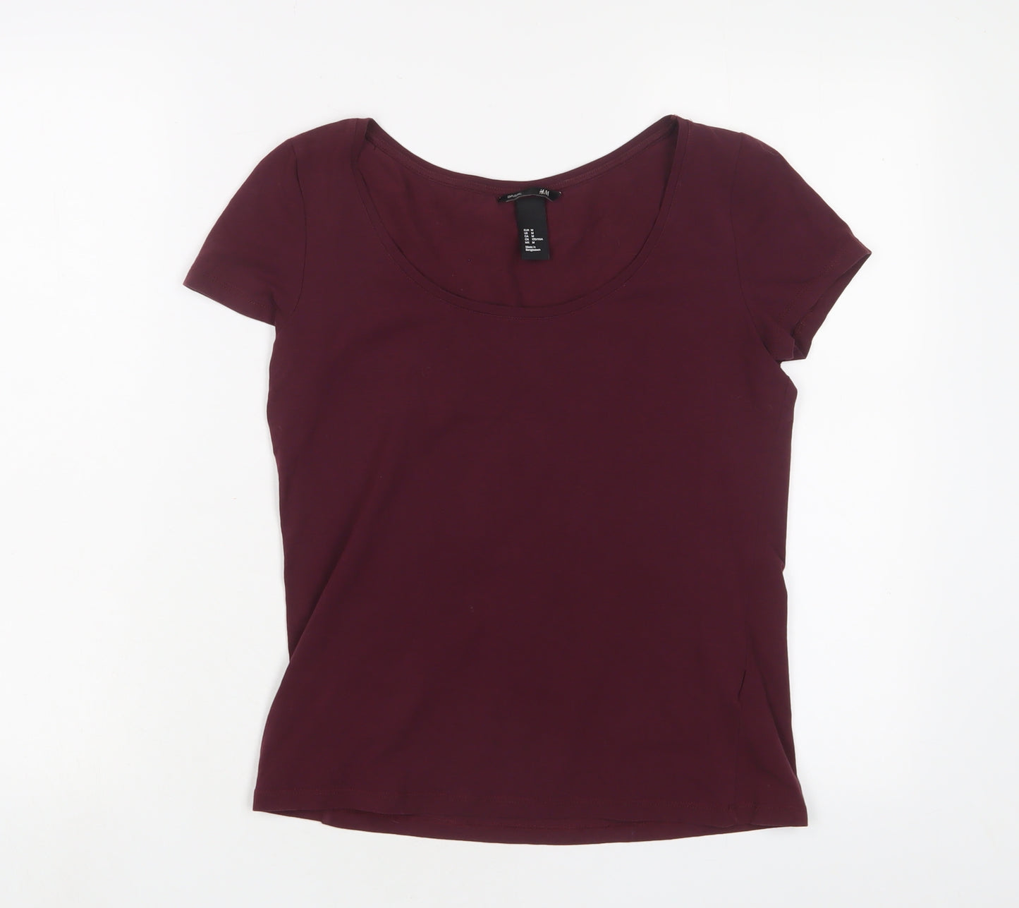H&M Womens Purple Cotton Basic T-Shirt Size M Scoop Neck