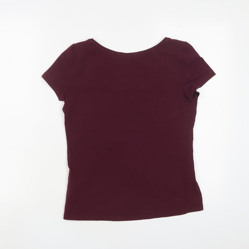H&M Womens Purple Cotton Basic T-Shirt Size M Scoop Neck