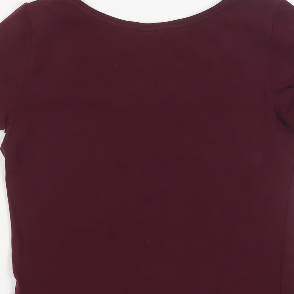 H&M Womens Purple Cotton Basic T-Shirt Size M Scoop Neck