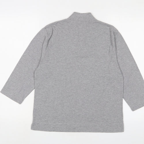 Poppy Womens Grey Polyester Basic T-Shirt Size 18 V-Neck