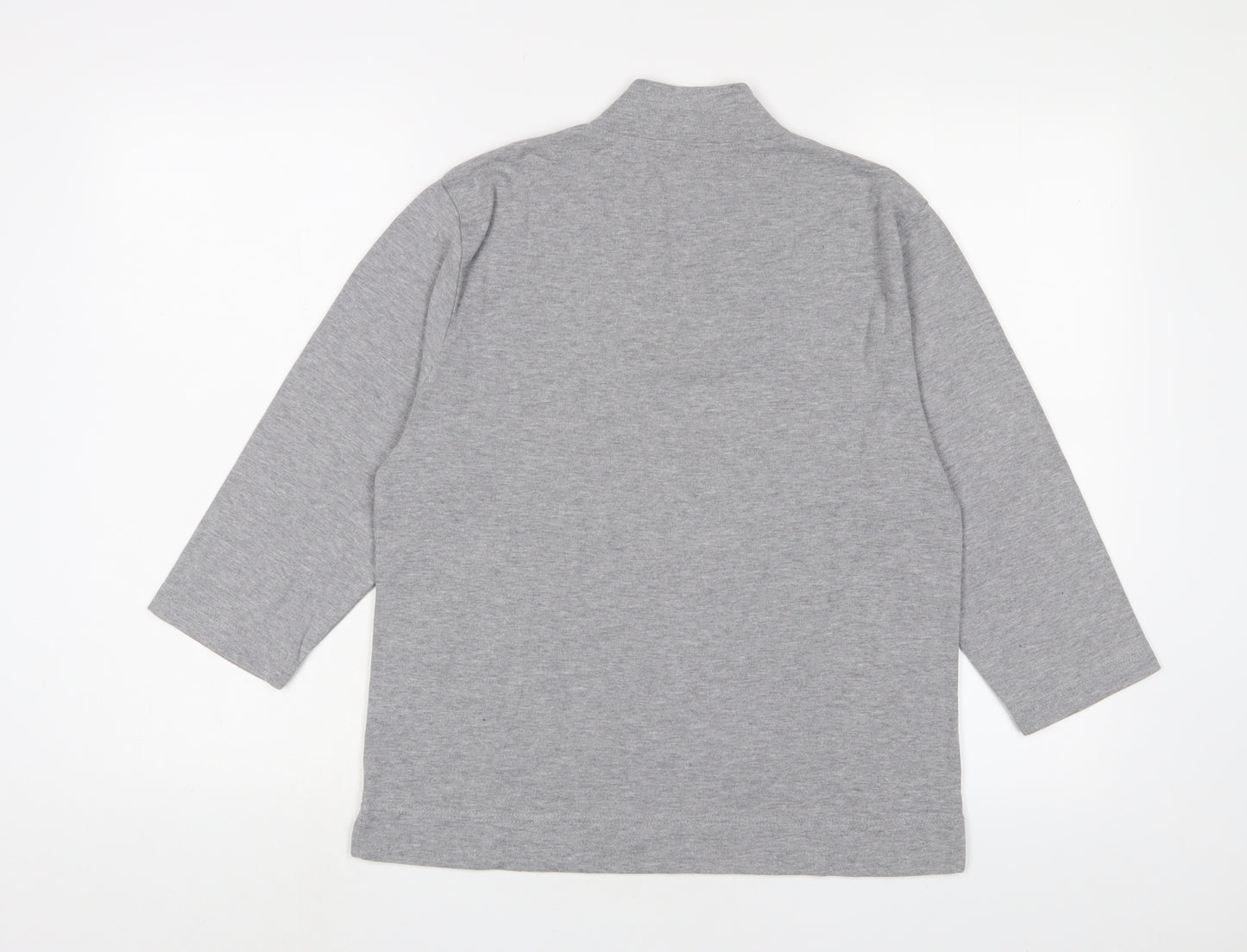 Poppy Womens Grey Polyester Basic T-Shirt Size 18 V-Neck