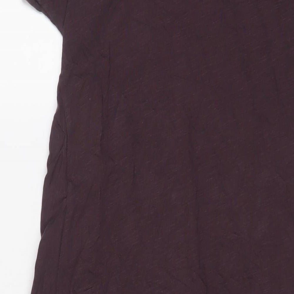 marks and Womens Purple Cotton T-Shirt Dress Size 10 Crew Neck Pullover - Ruched