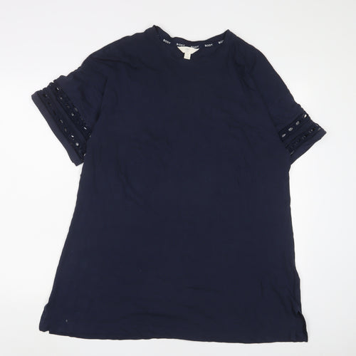 Marks and Spencer Womens Blue Solid Cotton Top Dress Size M - Crochet