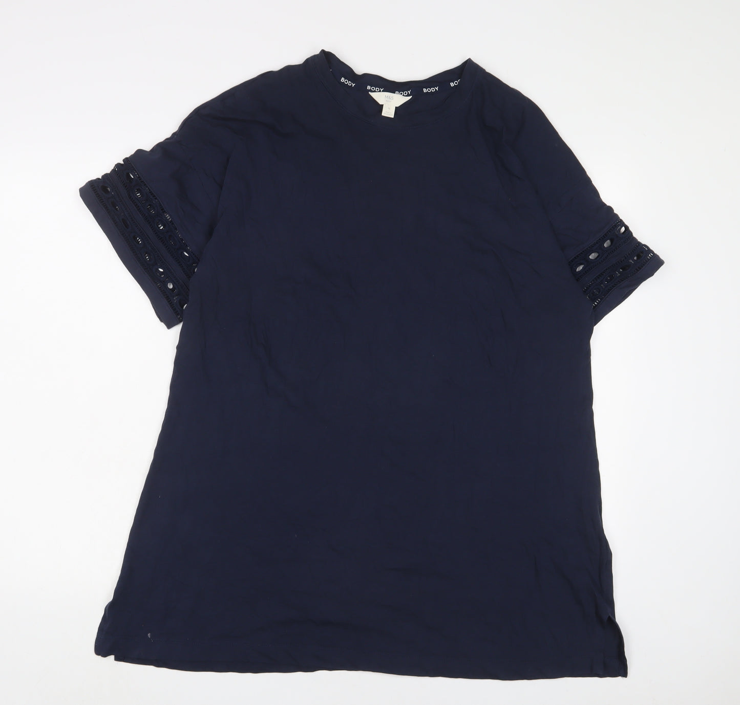 Marks and Spencer Womens Blue Solid Cotton Top Dress Size M - Crochet