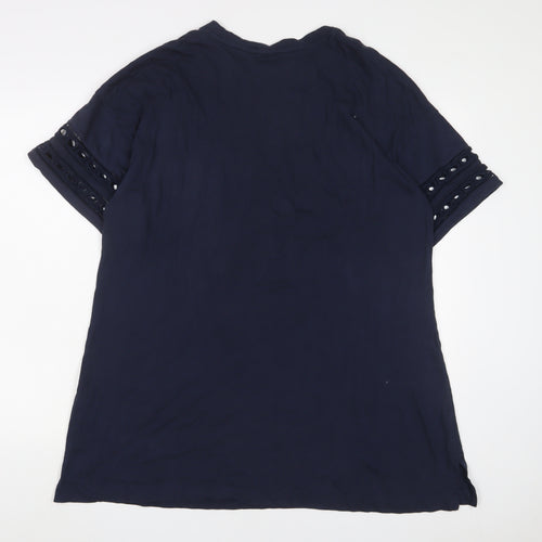 Marks and Spencer Womens Blue Solid Cotton Top Dress Size M - Crochet