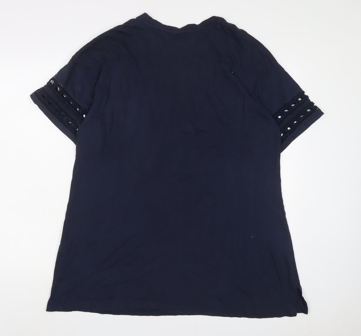 Marks and Spencer Womens Blue Solid Cotton Top Dress Size M - Crochet