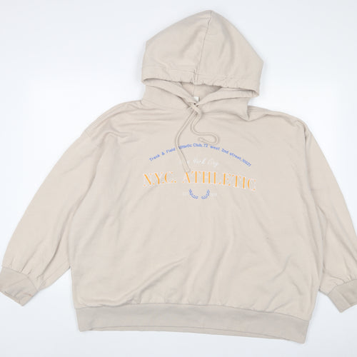 H&M Womens Beige Cotton Pullover Hoodie Size XL Pullover - N.Y.C. Ahletic